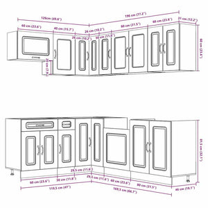 11-teiliges Küchenschrank-Set Weiß