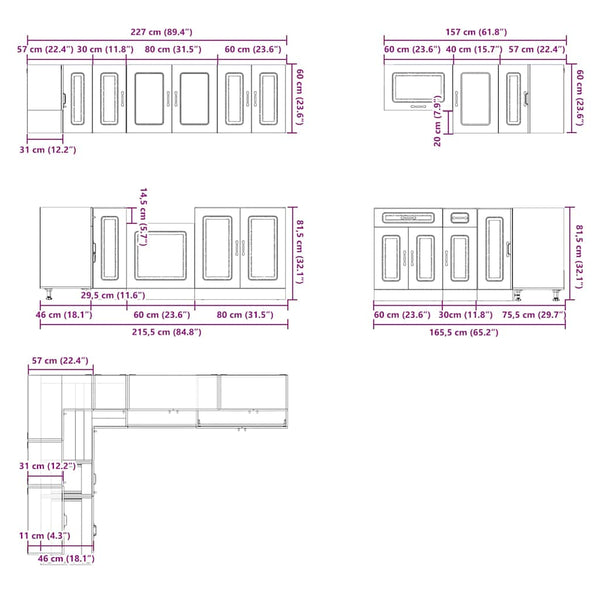 11-teiliges Küchenschrank-Set Weiß