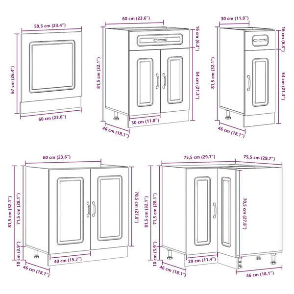 11-teiliges Küchenschrank-Set Weiß