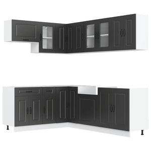 11-teiliges Küchenschrank-Set Schwarz