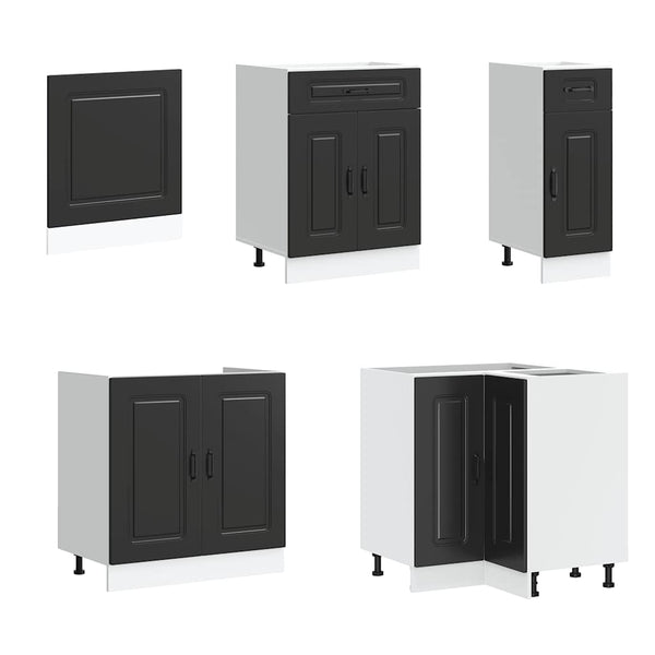 11-teiliges Küchenschrank-Set Schwarz