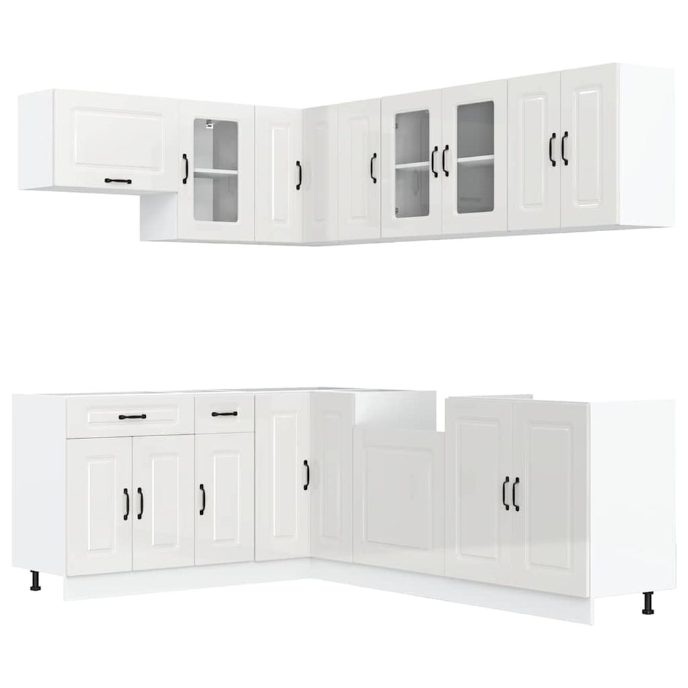 11-tlg. Küchenschrank-Set Hochglanz Weiß