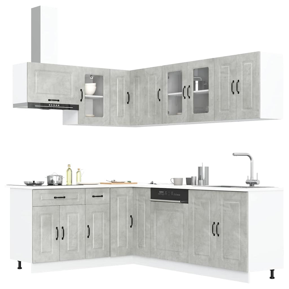 11-tlg Küchenschrank Set Betongrau