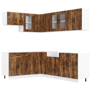 11-tlg Küchenschrank-Set Räuchereiche
