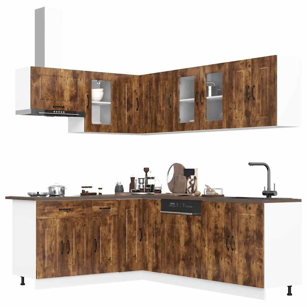 11-tlg Küchenschrank-Set Räuchereiche