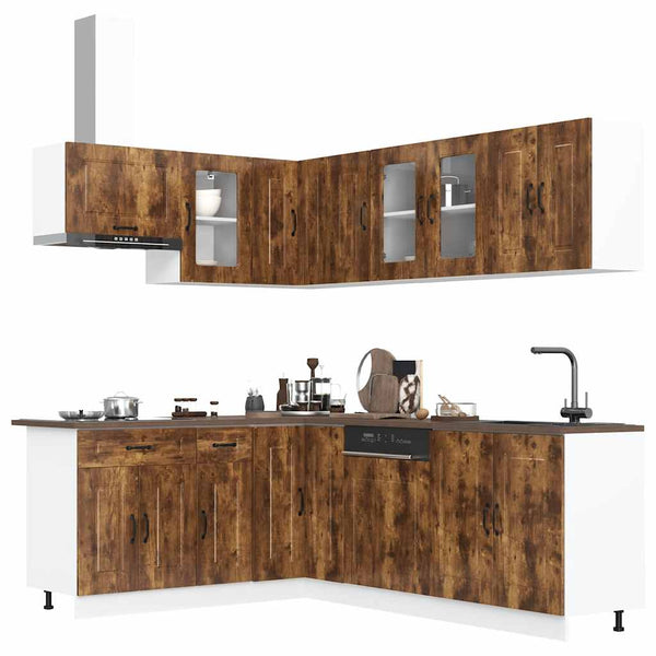 11-tlg Küchenschrank-Set Räuchereiche