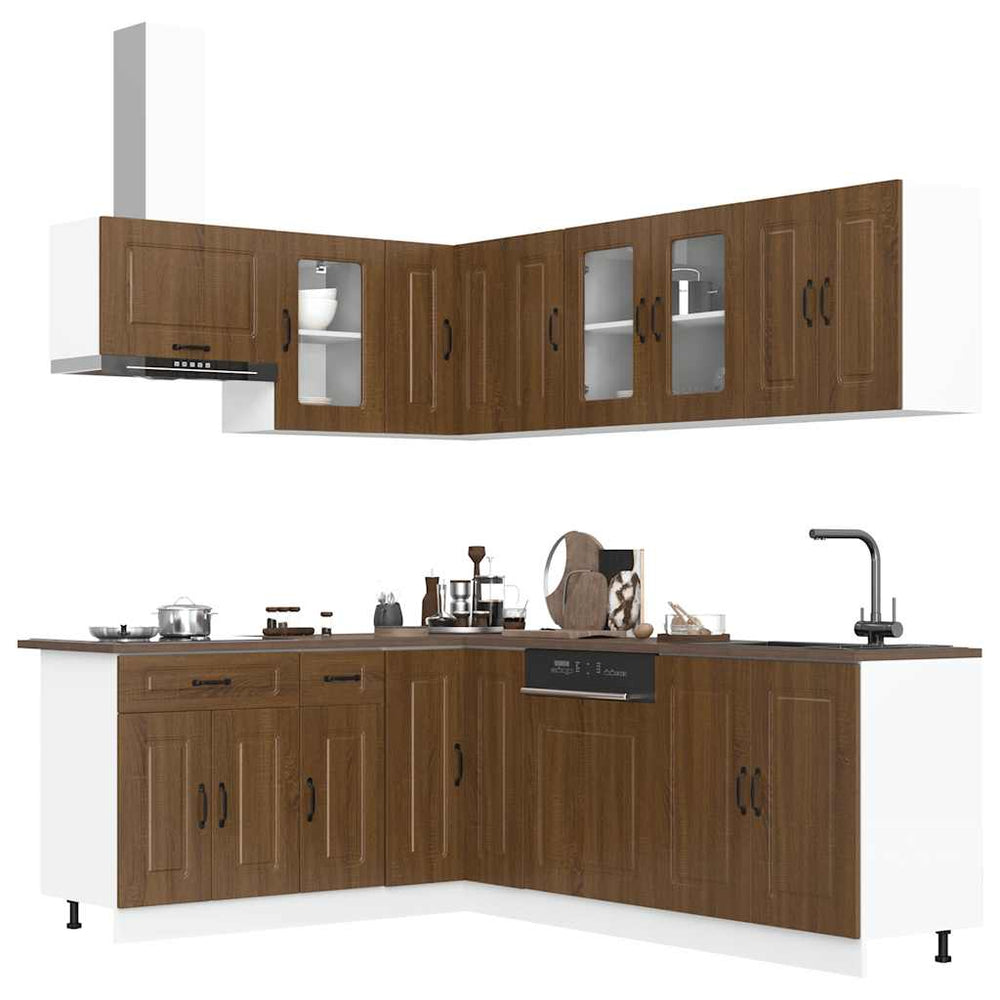 11-tlg. Küchenschrank-Set Braun Eichen-Optik
