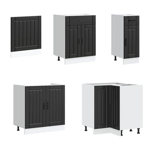 11-tlg Küchenschrank Set Schwarz