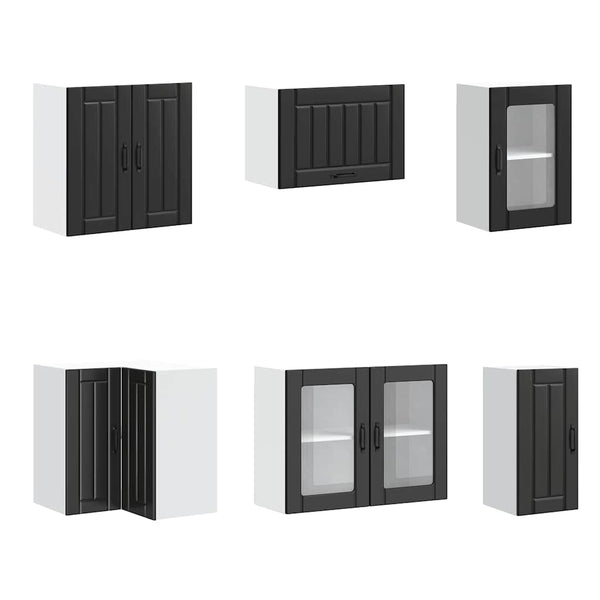 11-tlg Küchenschrank Set Schwarz
