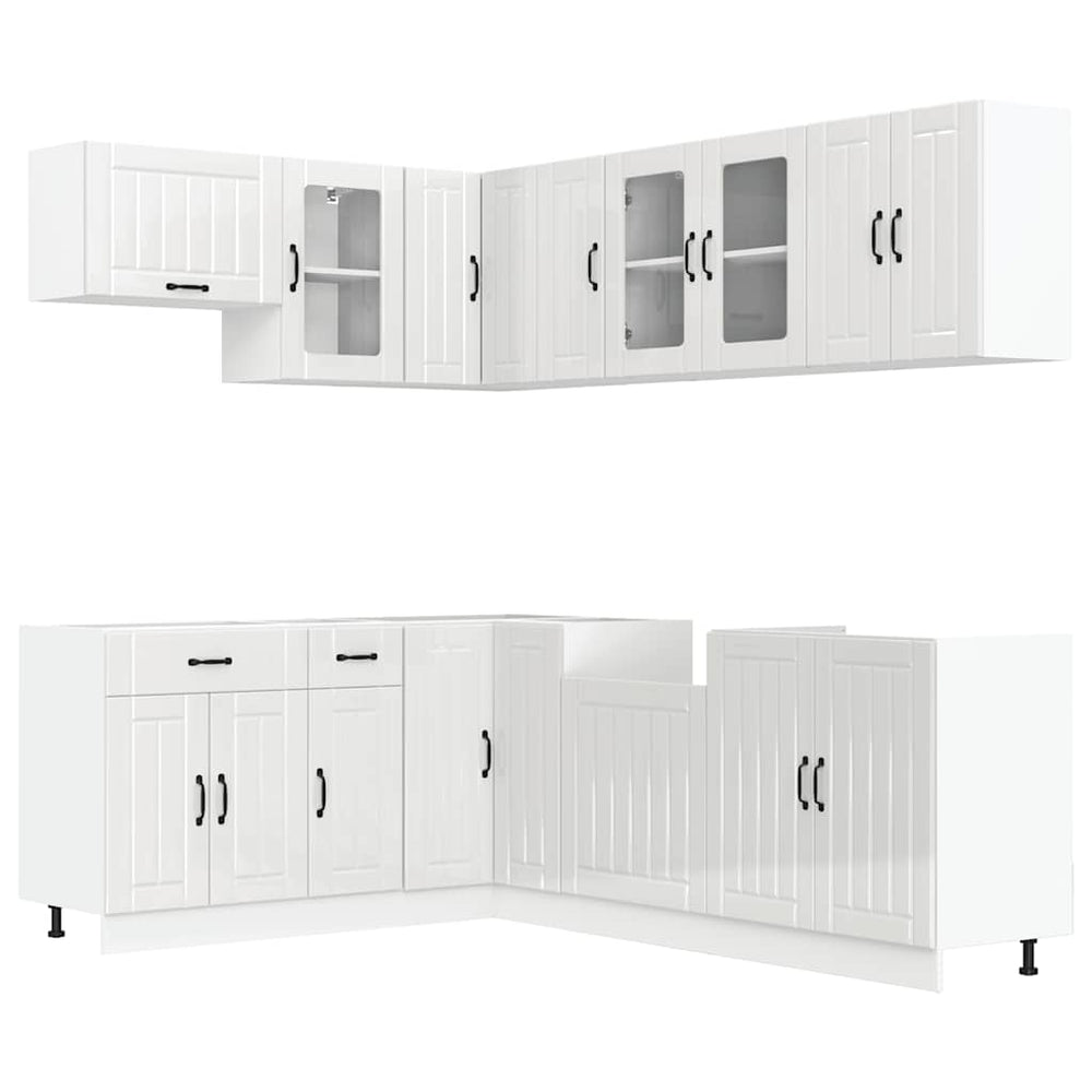 11-tlg. Küchenschrank-Set Hochglanz Weiß