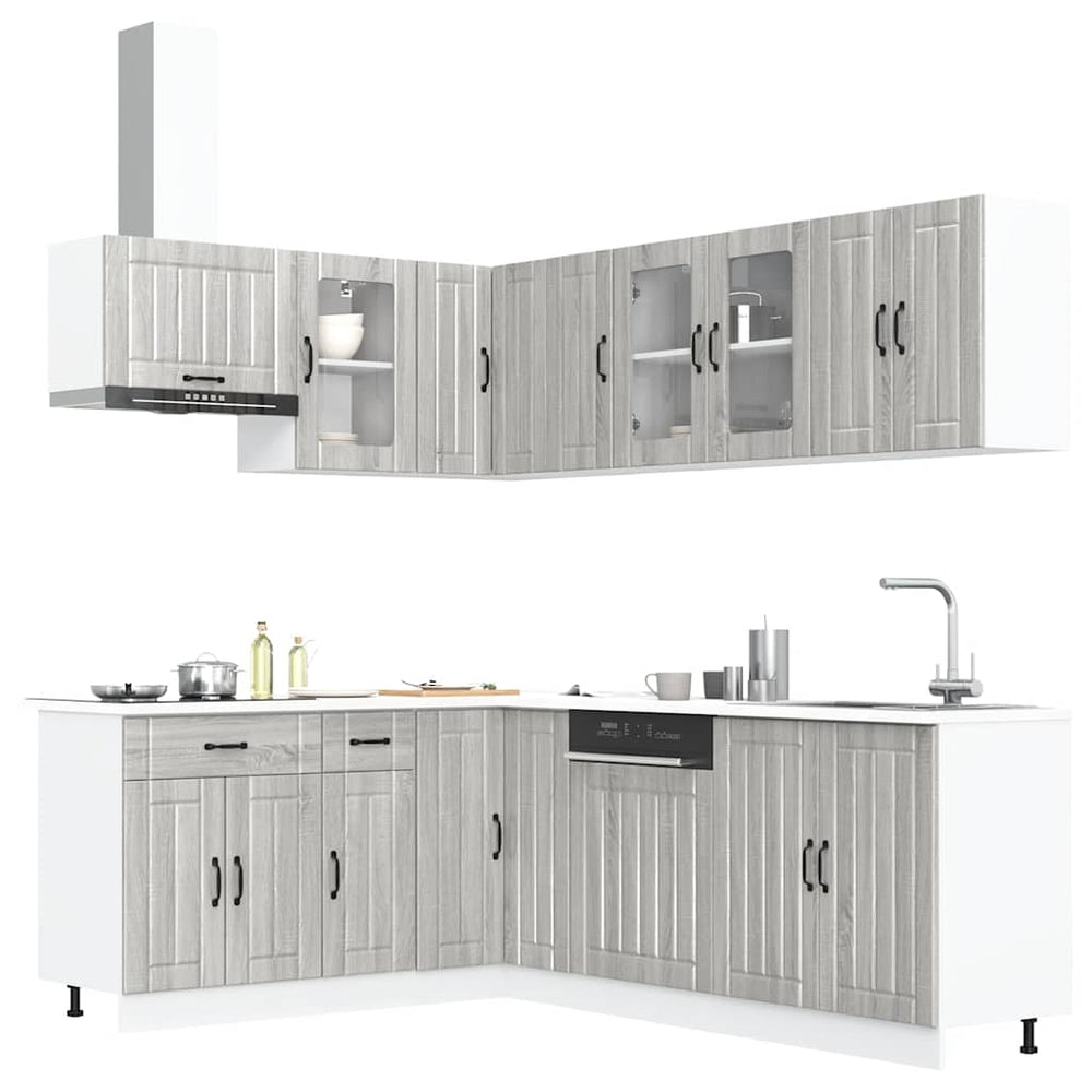 11-tlg. Küchenschrank-Set Grau Sonoma