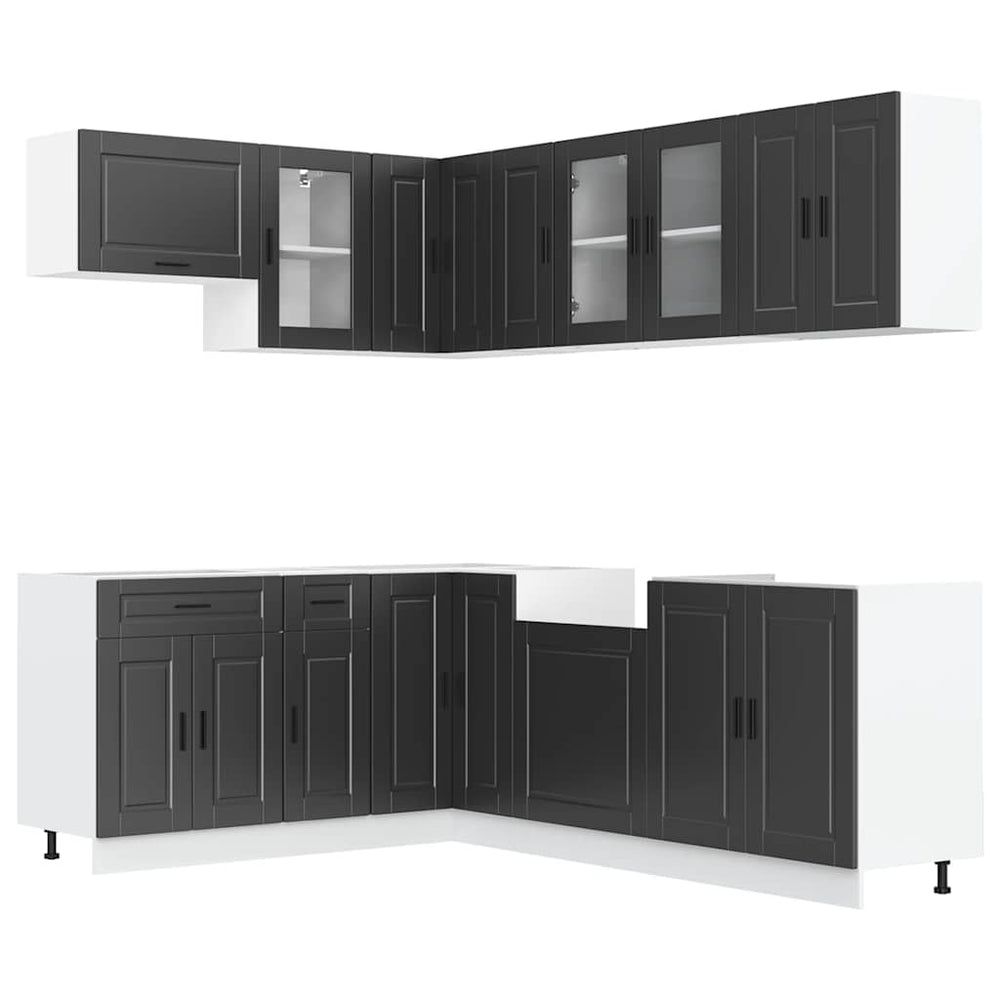 11-tlg. Küchenschrank-Set Porto Schwarz