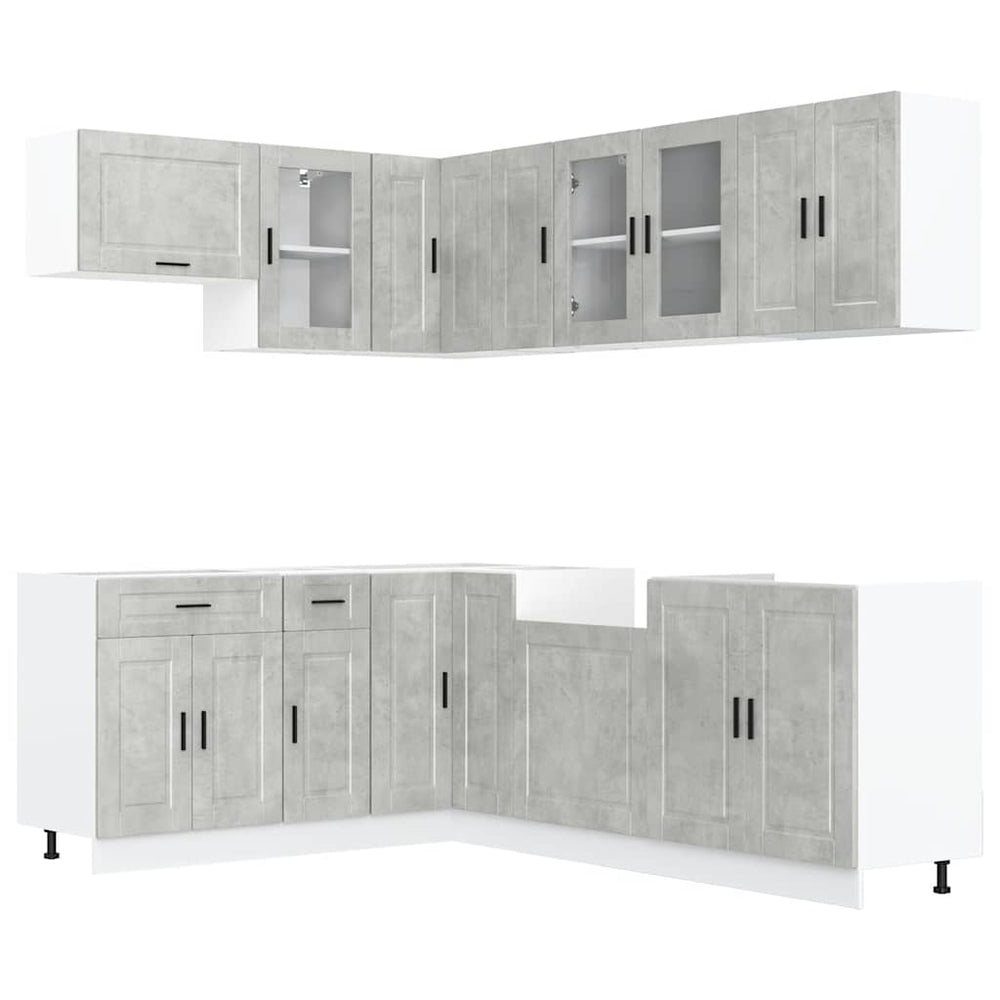 11-teiliges Küchenschrank-Set Betongrau