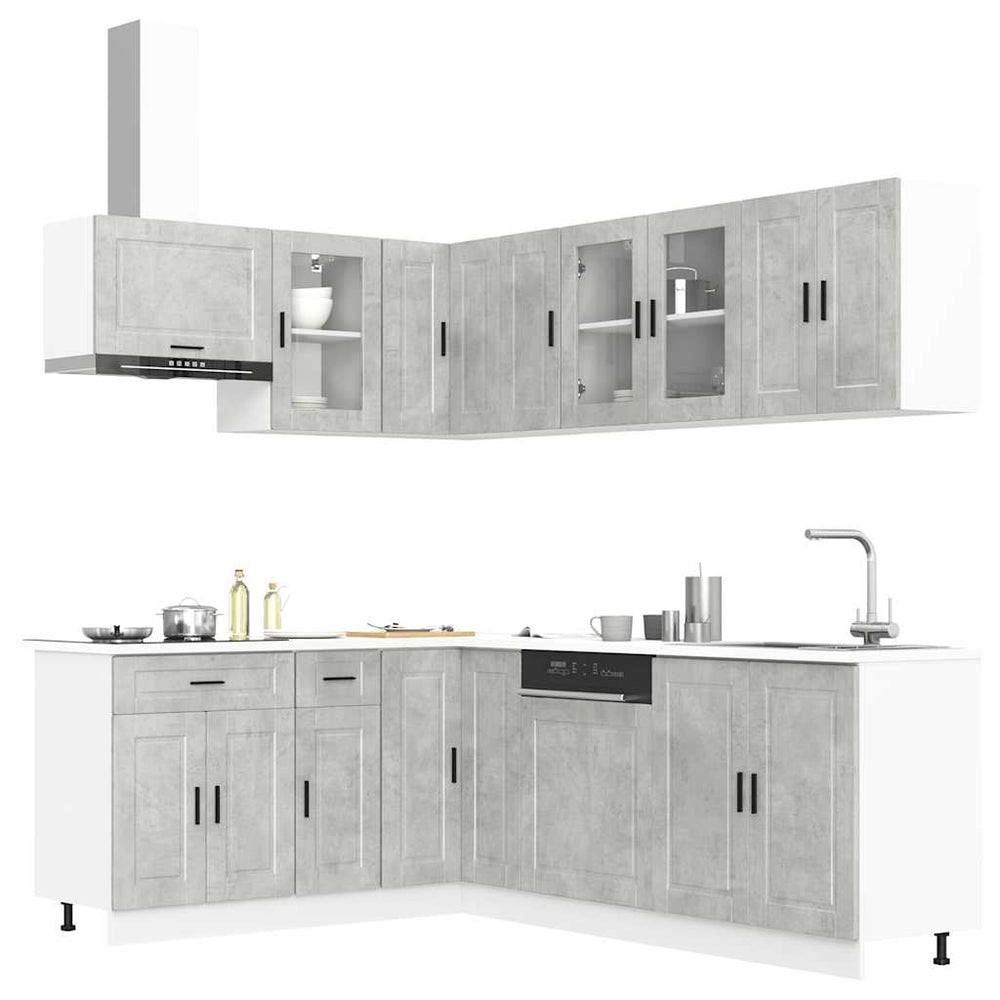 11-teiliges Küchenschrank-Set Betongrau