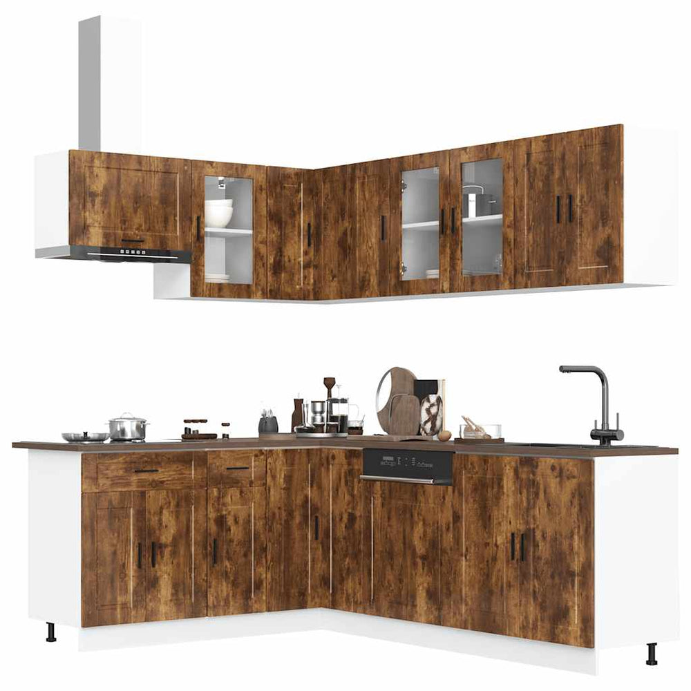 11-teiliges Küchenschrank-Set Räuchereiche