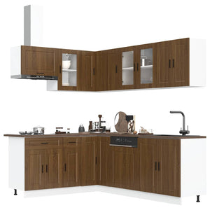 11-teiliges Küchenschrank-Set Braun Eiche
