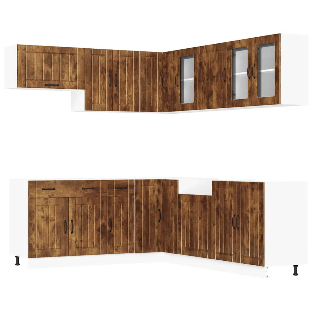 11-tlg Küchenschrank Set Räuchereiche