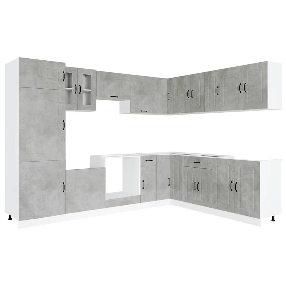 14-tlg Küchenschrank-Set Betongrau