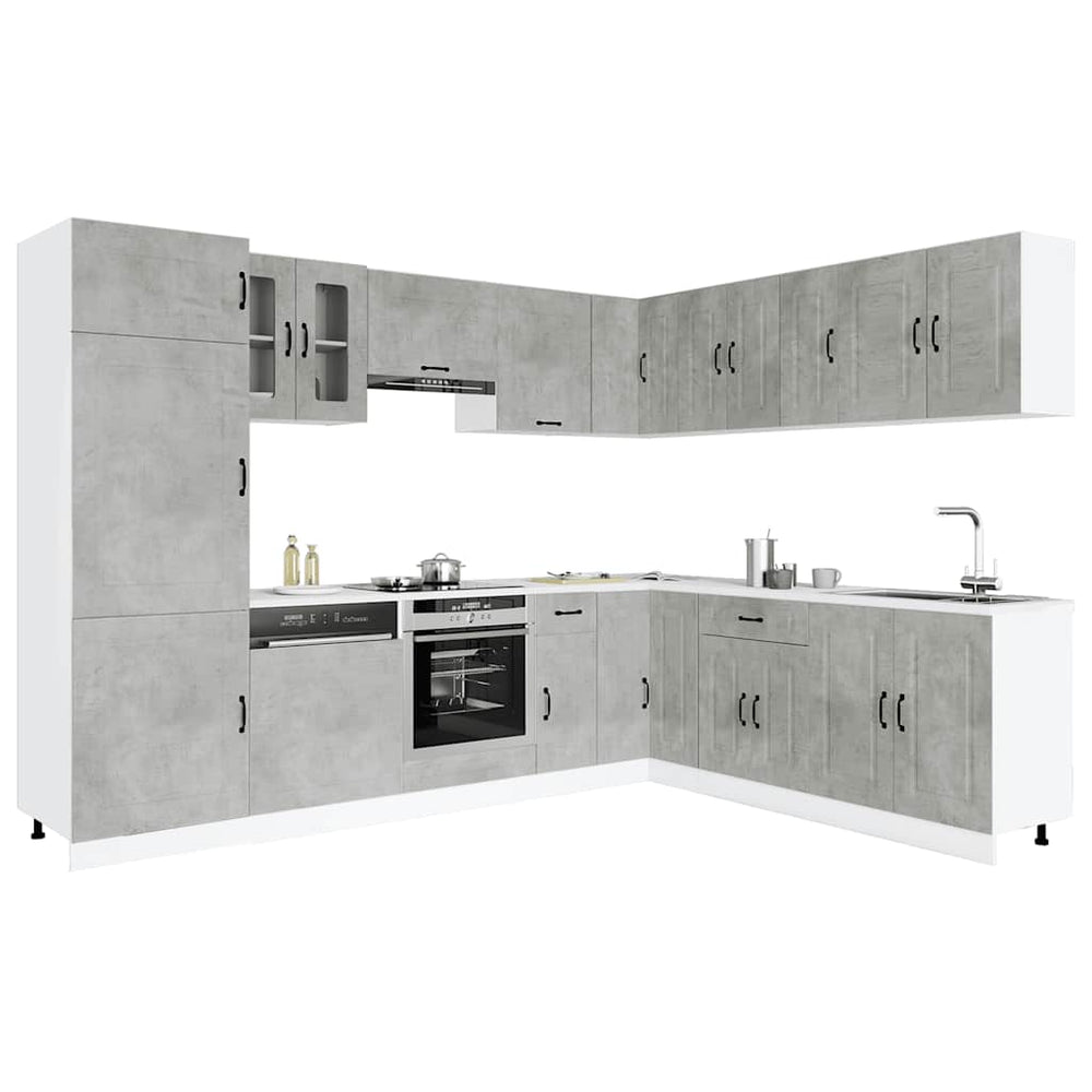 14-tlg Küchenschrank-Set Betongrau