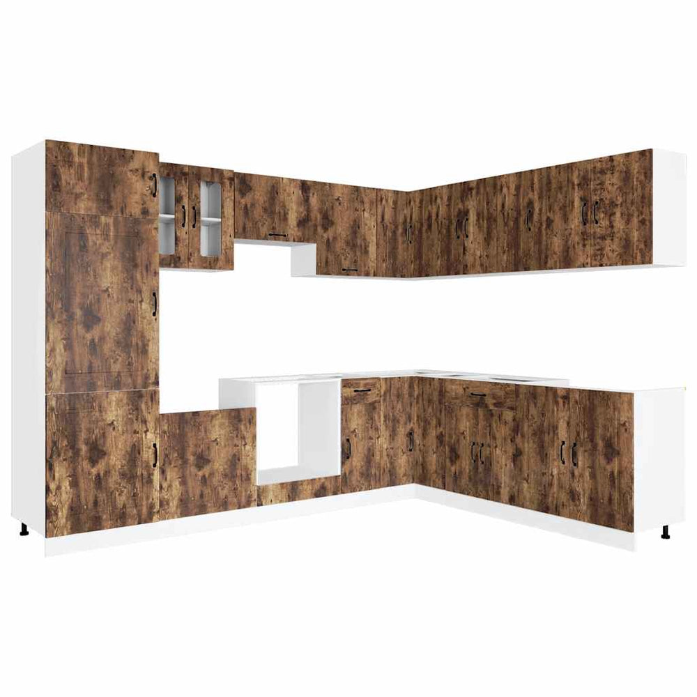 14-tlg Küchenschrank Set Räuchereiche