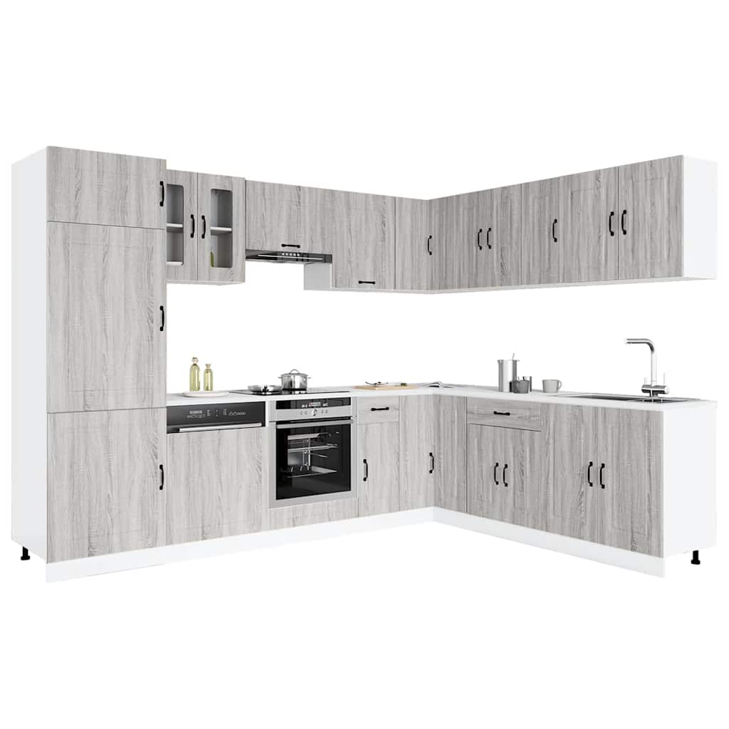 14-tlg Küchenschrank Set Grau Sonoma