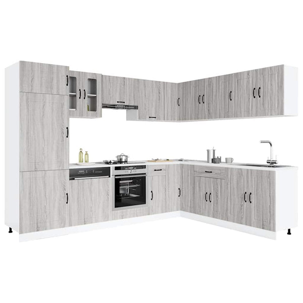 14-tlg Küchenschrank Set Grau Sonoma
