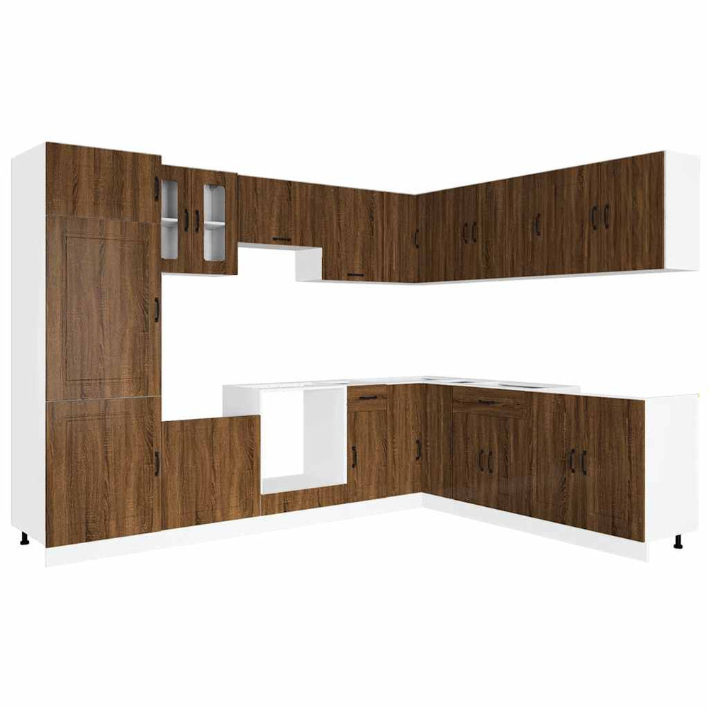 14-tlg. Küchenschrank-Set Braun Eichen-Optik
