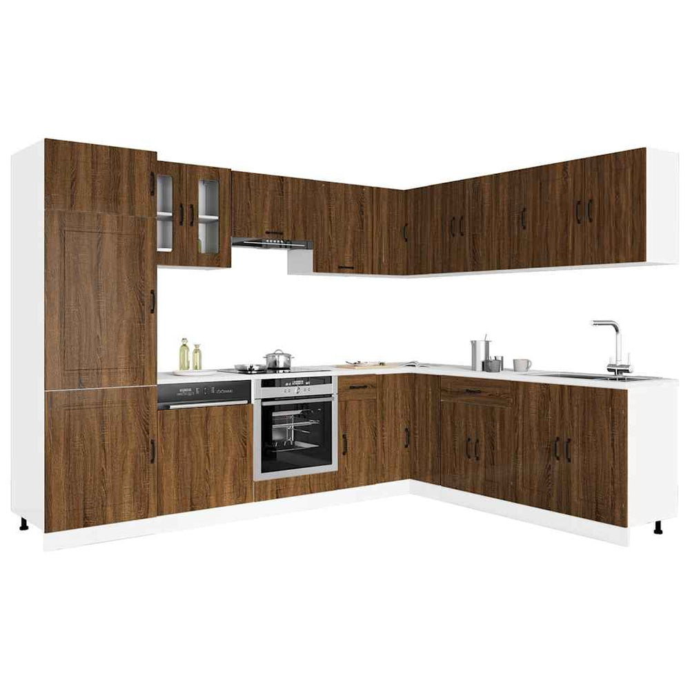 14-tlg. Küchenschrank-Set Braun Eichen-Optik