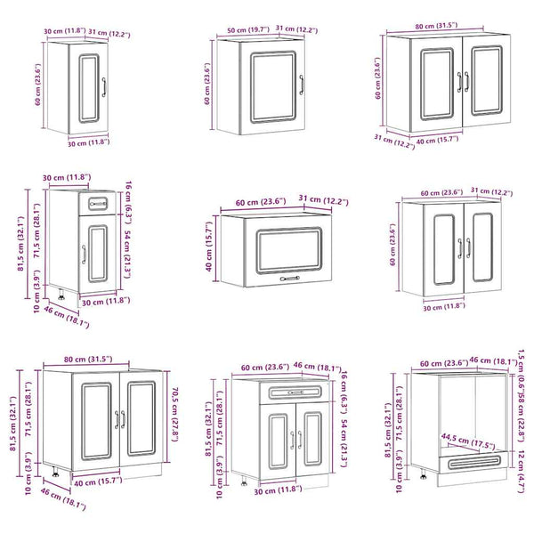 14-tlg Küchenschrank-Set Artisan Eiche