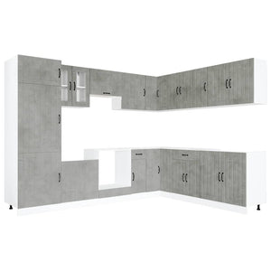 14-tlg Küchenschrank Set Betongrau