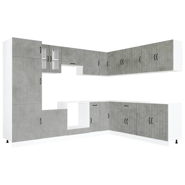 14-tlg Küchenschrank Set Betongrau