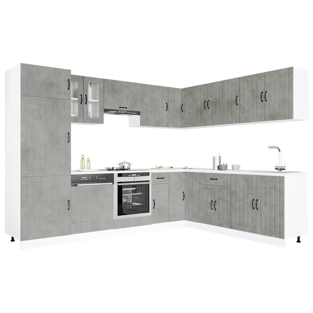 14-tlg Küchenschrank Set Betongrau