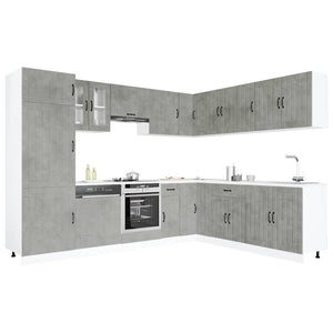 14-tlg Küchenschrank Set Betongrau