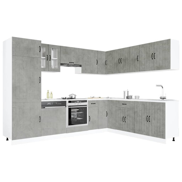 14-tlg Küchenschrank Set Betongrau