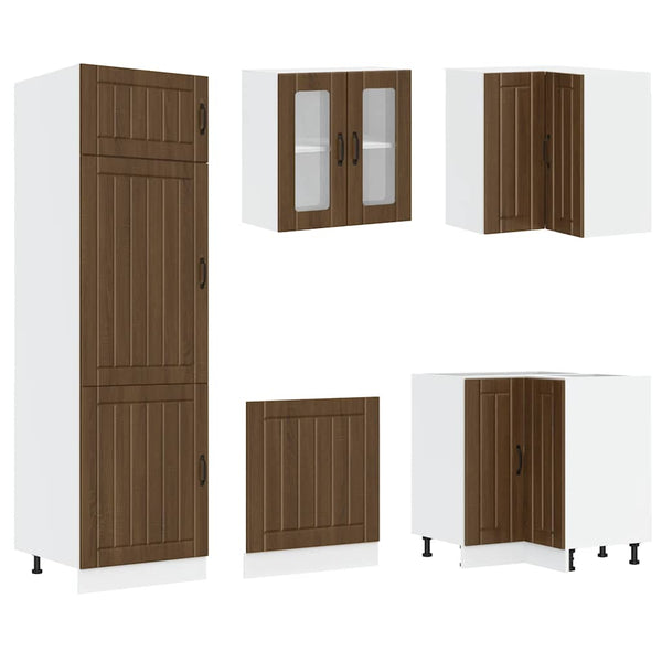 14-teiliges Küchenschrank-Set Lucca Eiche Braun