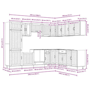 14-teiliges Küchenschrank-Set Lucca Eiche Braun