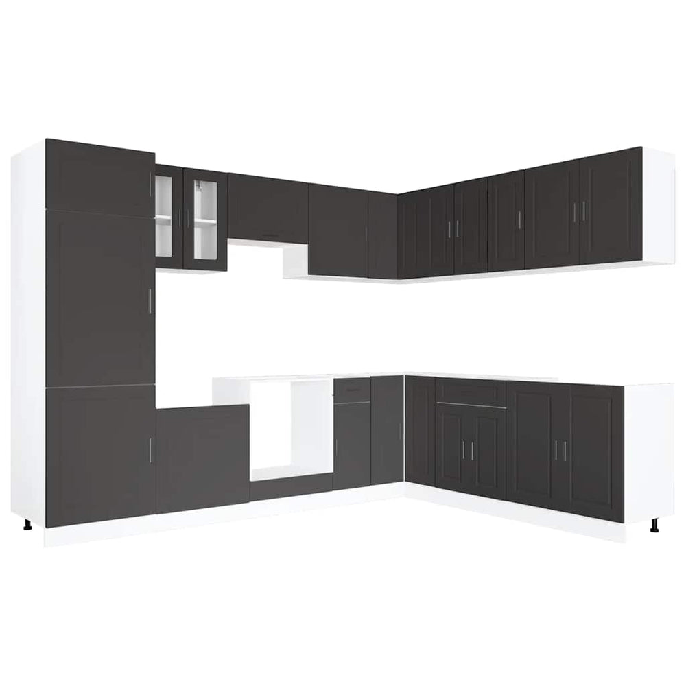 14-tlg Küchenschrank Set Schwarz