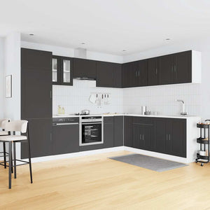 14-tlg Küchenschrank Set Schwarz
