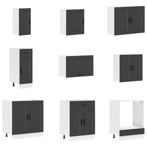 14-tlg Küchenschrank Set Schwarz
