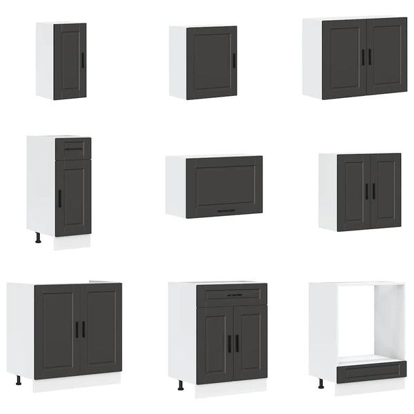 14-tlg Küchenschrank Set Schwarz