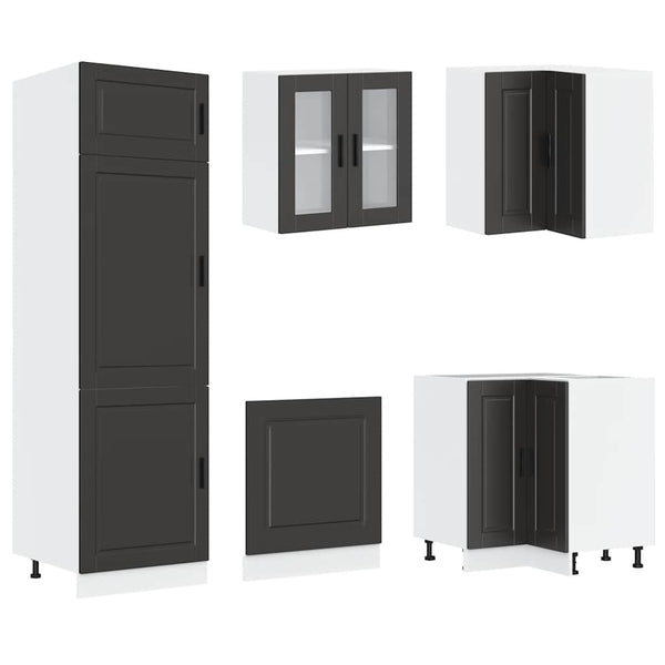 14-tlg Küchenschrank Set Schwarz