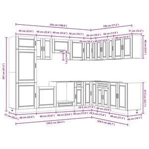 14-tlg Küchenschrank Set Schwarz