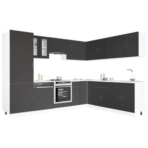 14-tlg Küchenschrank Set Schwarz