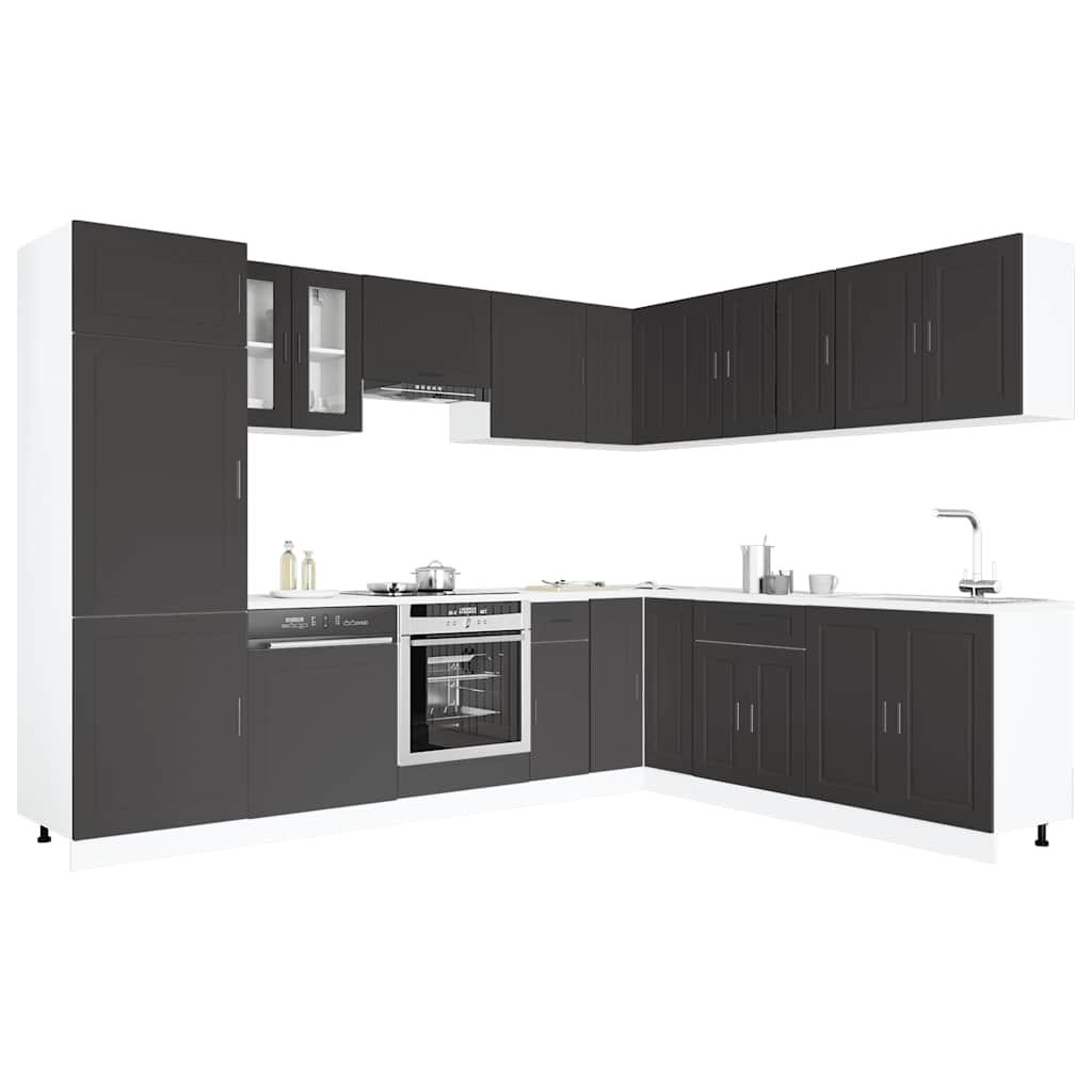 14-tlg Küchenschrank Set Schwarz