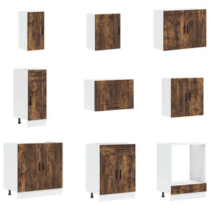 14-teiliges Küchenschrank-Set Räuchereiche