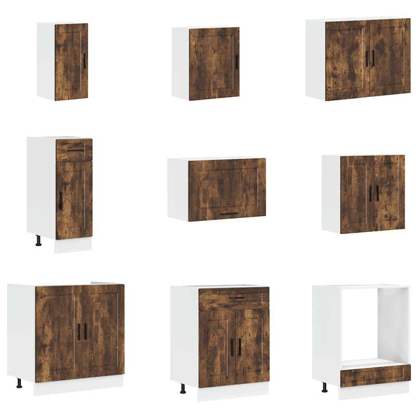 14-teiliges Küchenschrank-Set Räuchereiche
