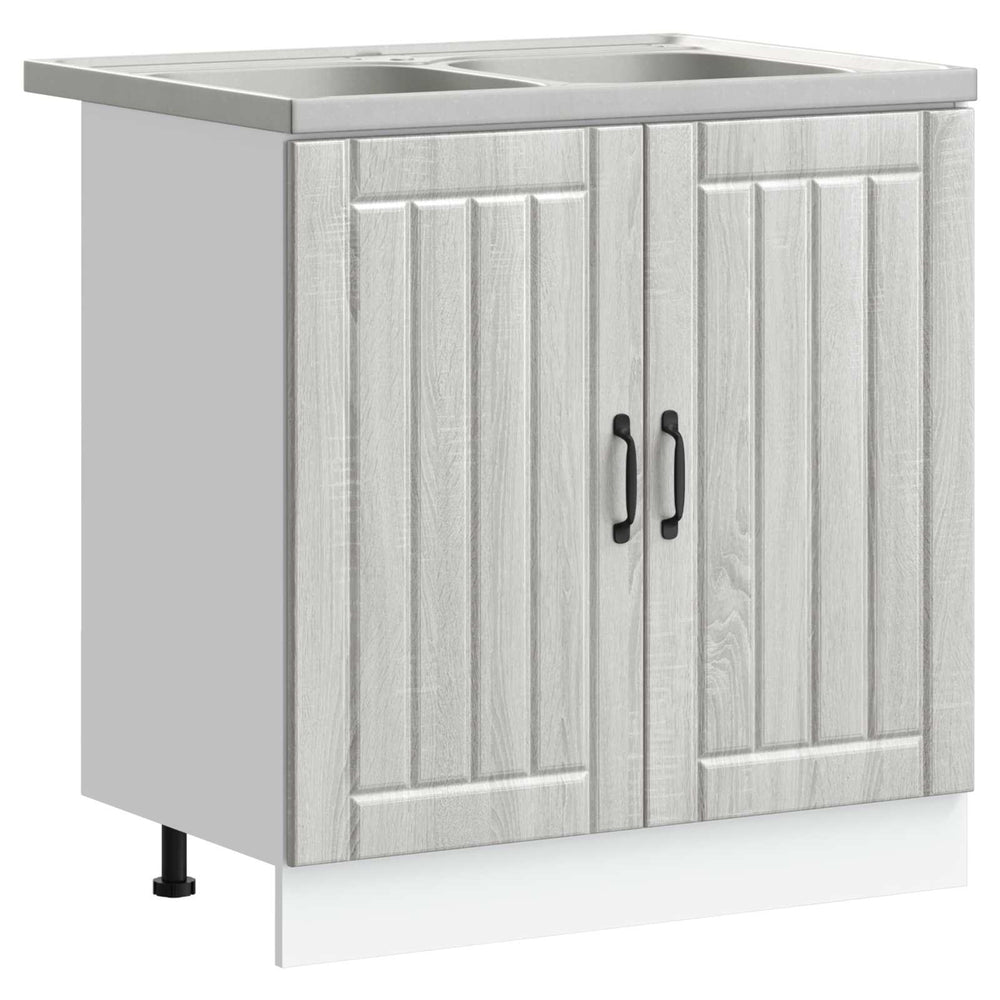 Waschbeckenunterschrank Lucca 2er-Set Grau Sonoma