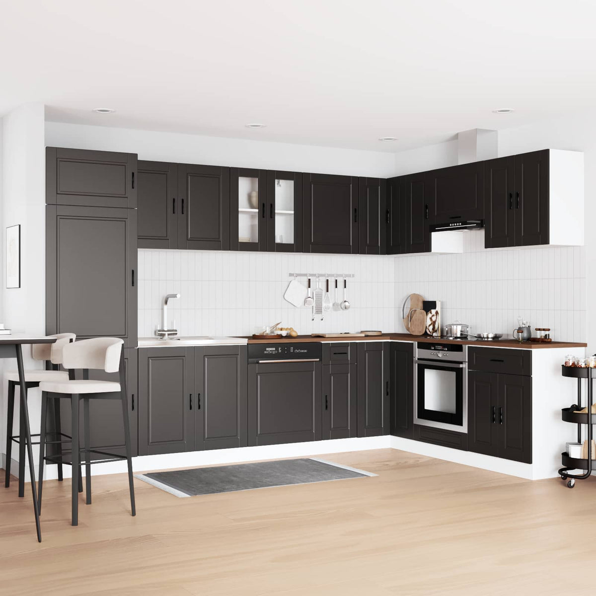 Waschbeckenunterschrank Porto Schwarz 2er-Set