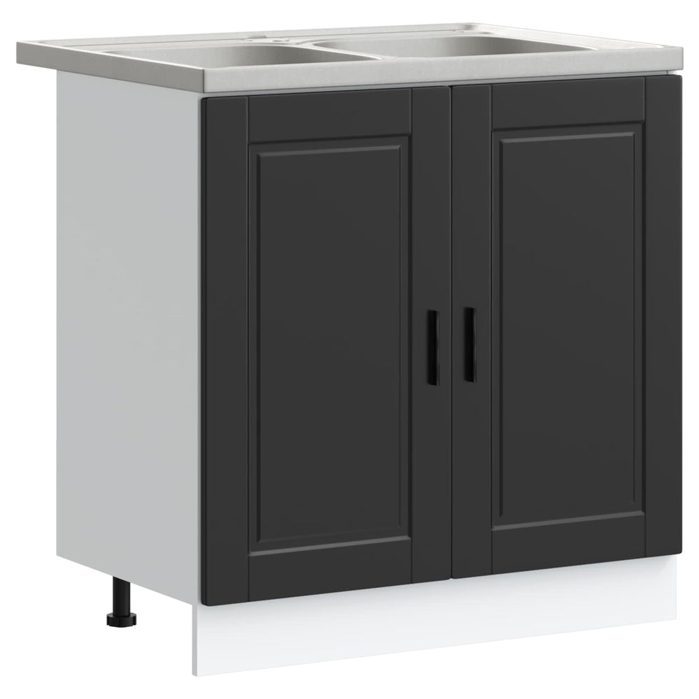 Waschbeckenunterschrank Porto Schwarz 2er-Set