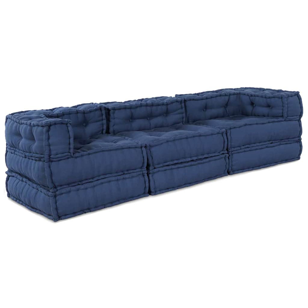 Modulare Sofagarnitur Indigo Stoff 3-teilig